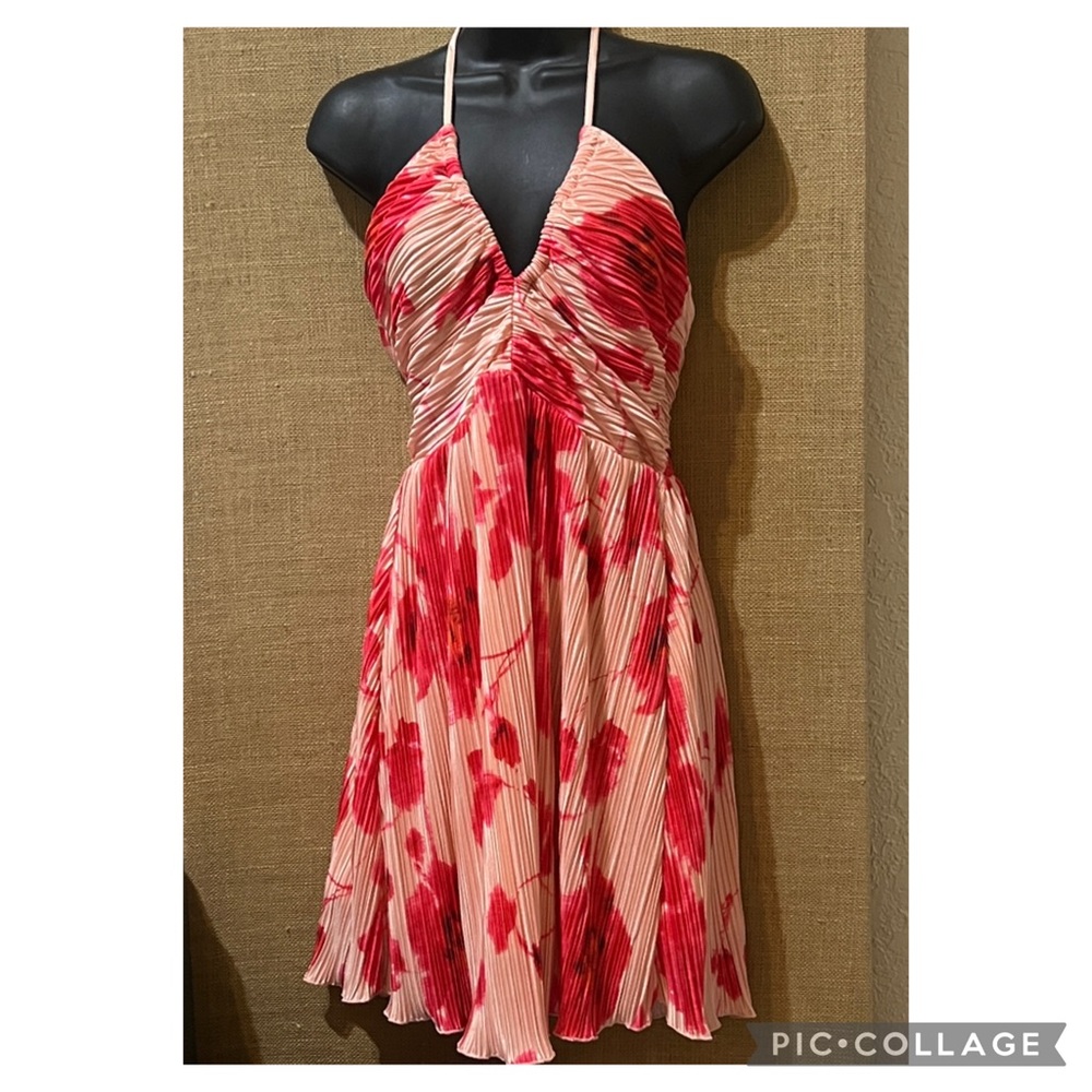 Elegant Strapless Pink Floral Dress